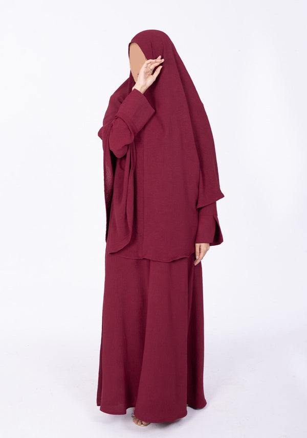 Burgundy Abaya & Khimar Set