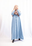 Vital Button Down Abaya - Dove Blue