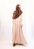 Vital Button Down Abaya - Almond